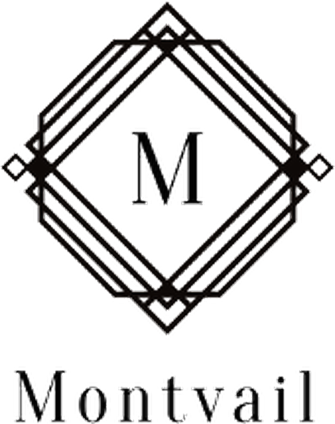 Black and transparent logo with a geometric design and 'M' letter, featuring the brand 'Montvail'.